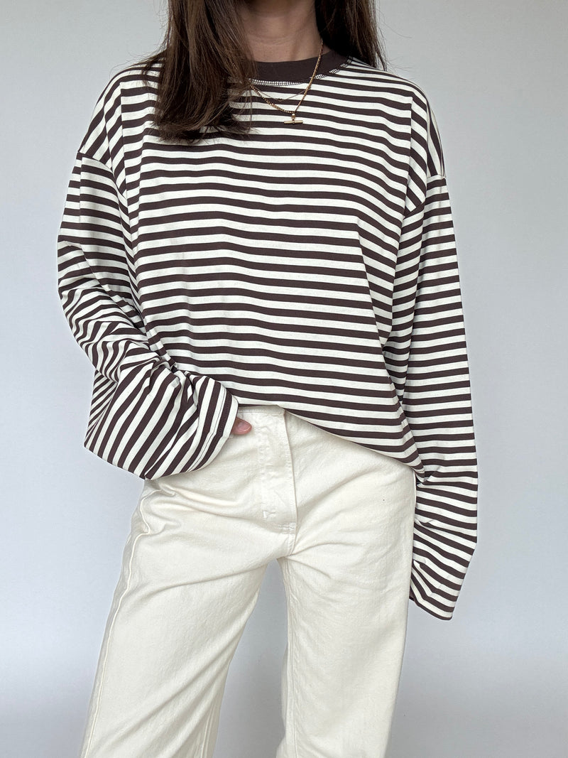 Nelson Striped Top - Brown