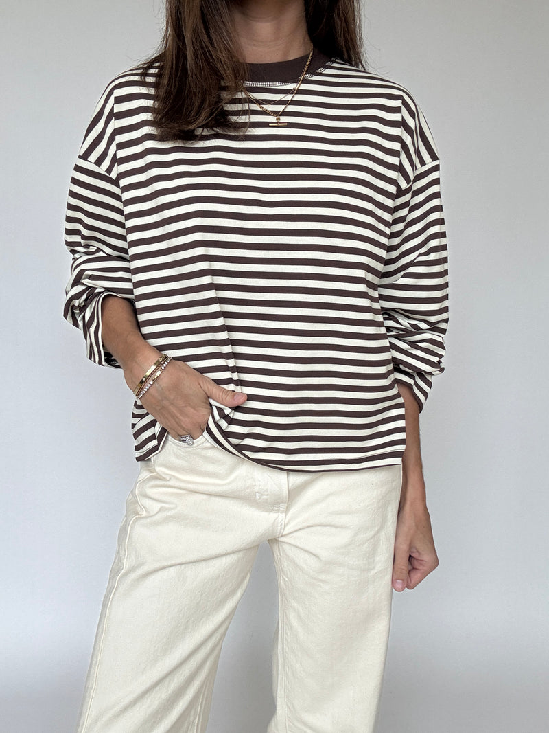 Nelson Striped Top - Brown