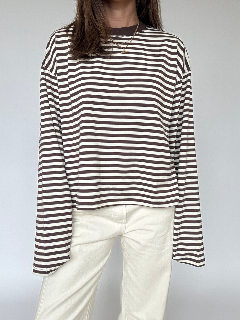 Nelson Striped Top - Brown