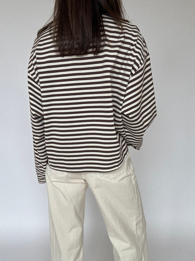 Nelson Striped Top - Brown