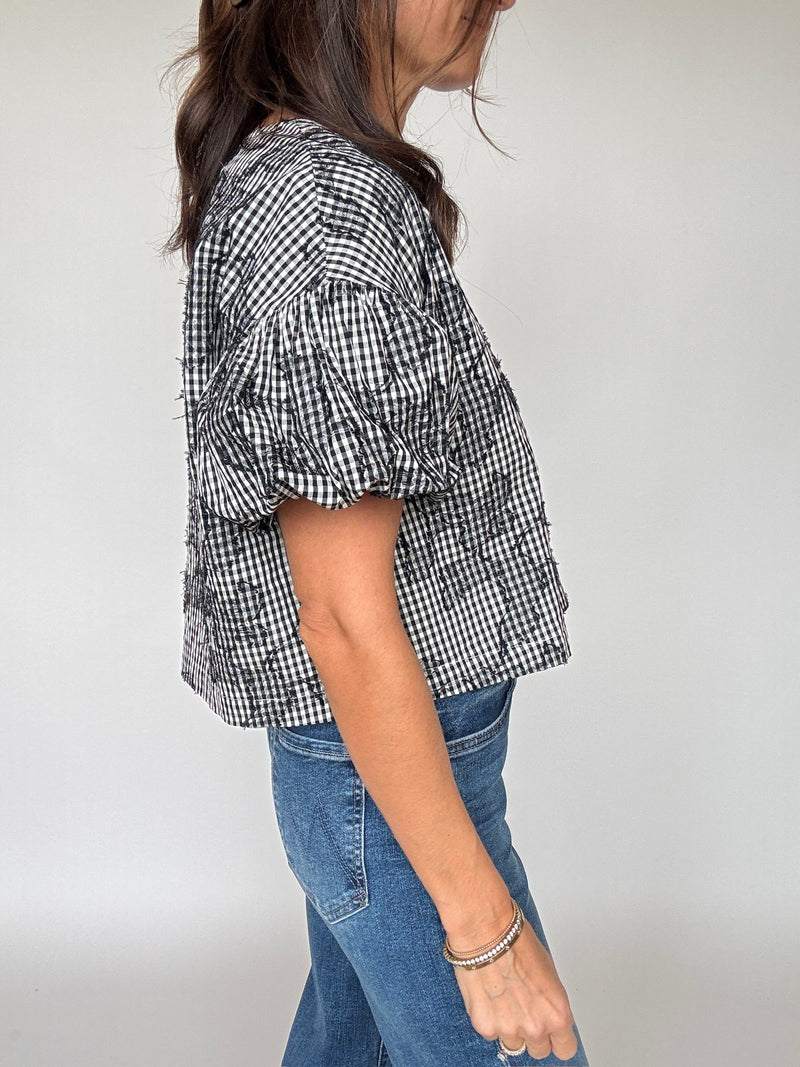 Mia Gingham Embroidered Top