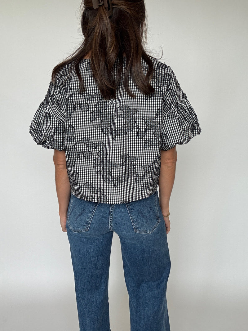 Mia Gingham Embroidered Top
