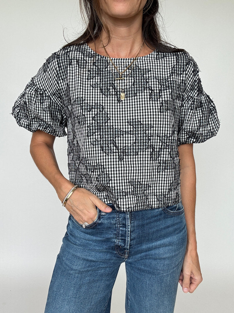 Mia Gingham Embroidered Top