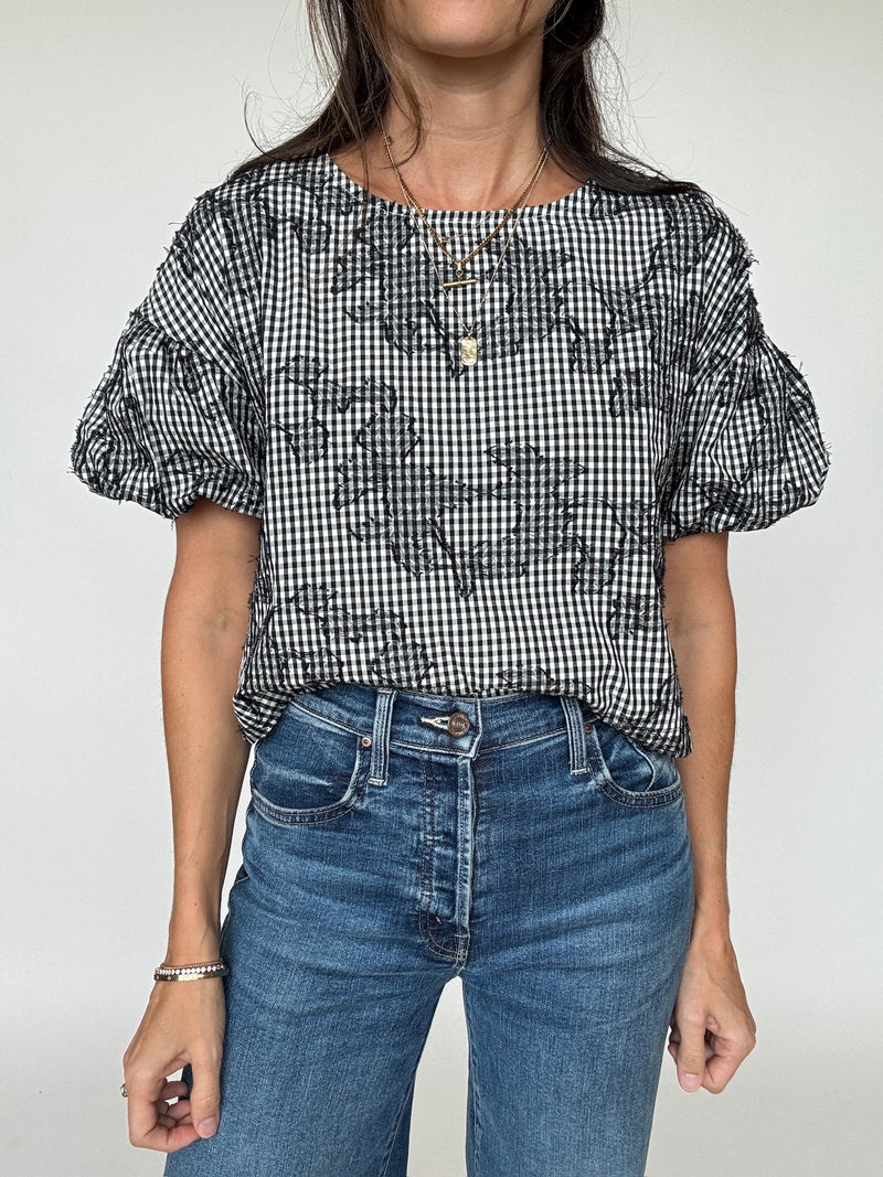 Mia Gingham Embroidered Top