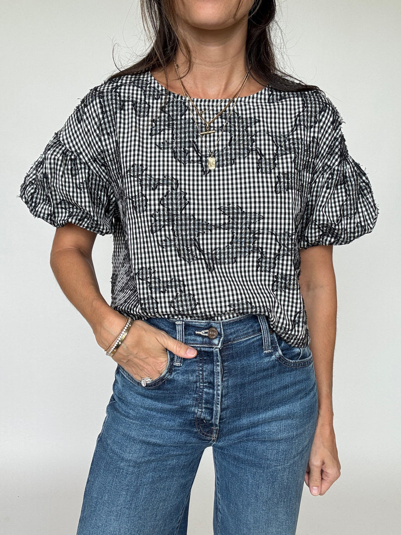 Mia Gingham Embroidered Top