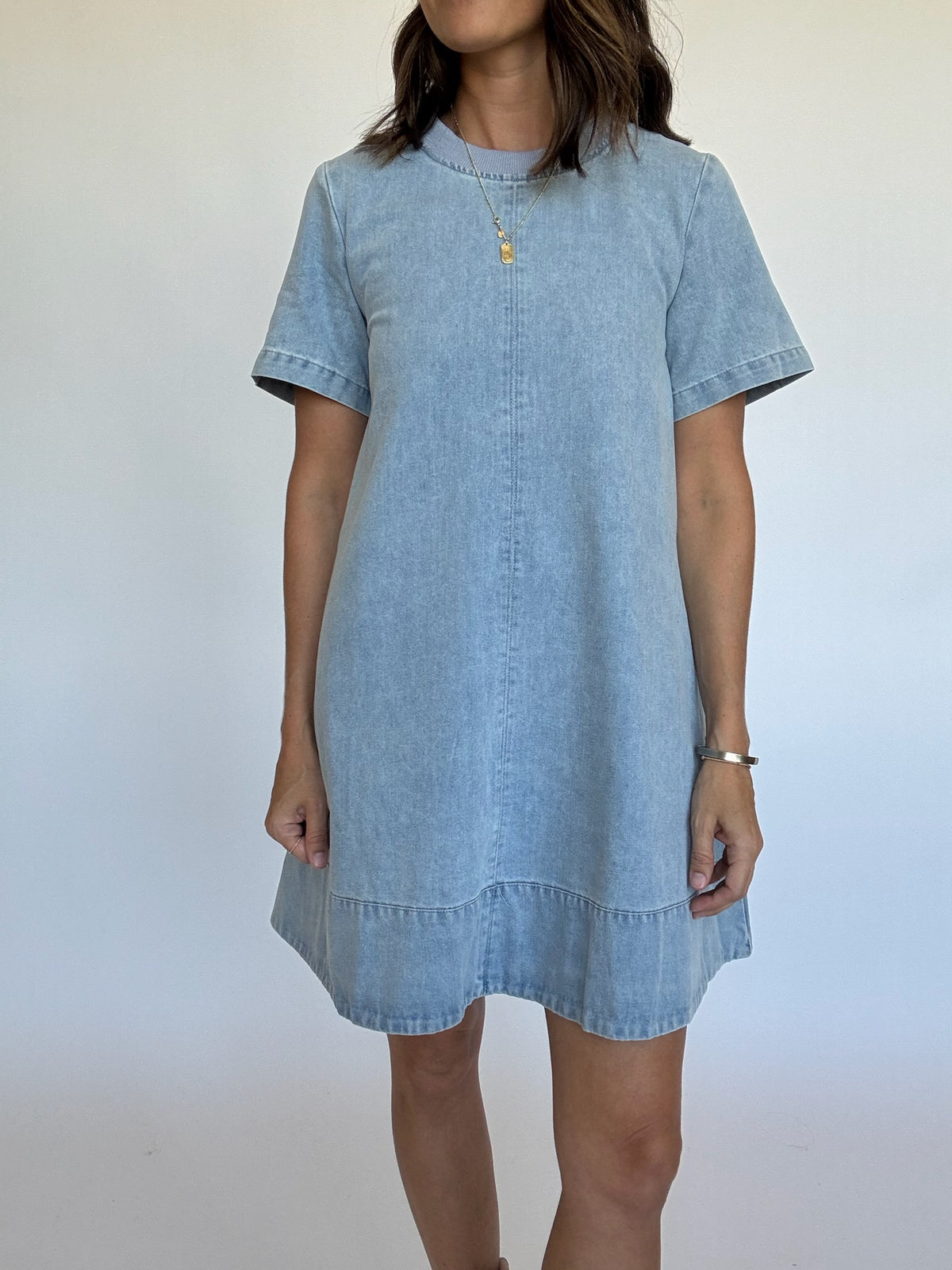 Short Sleeve Denim Mini Dress