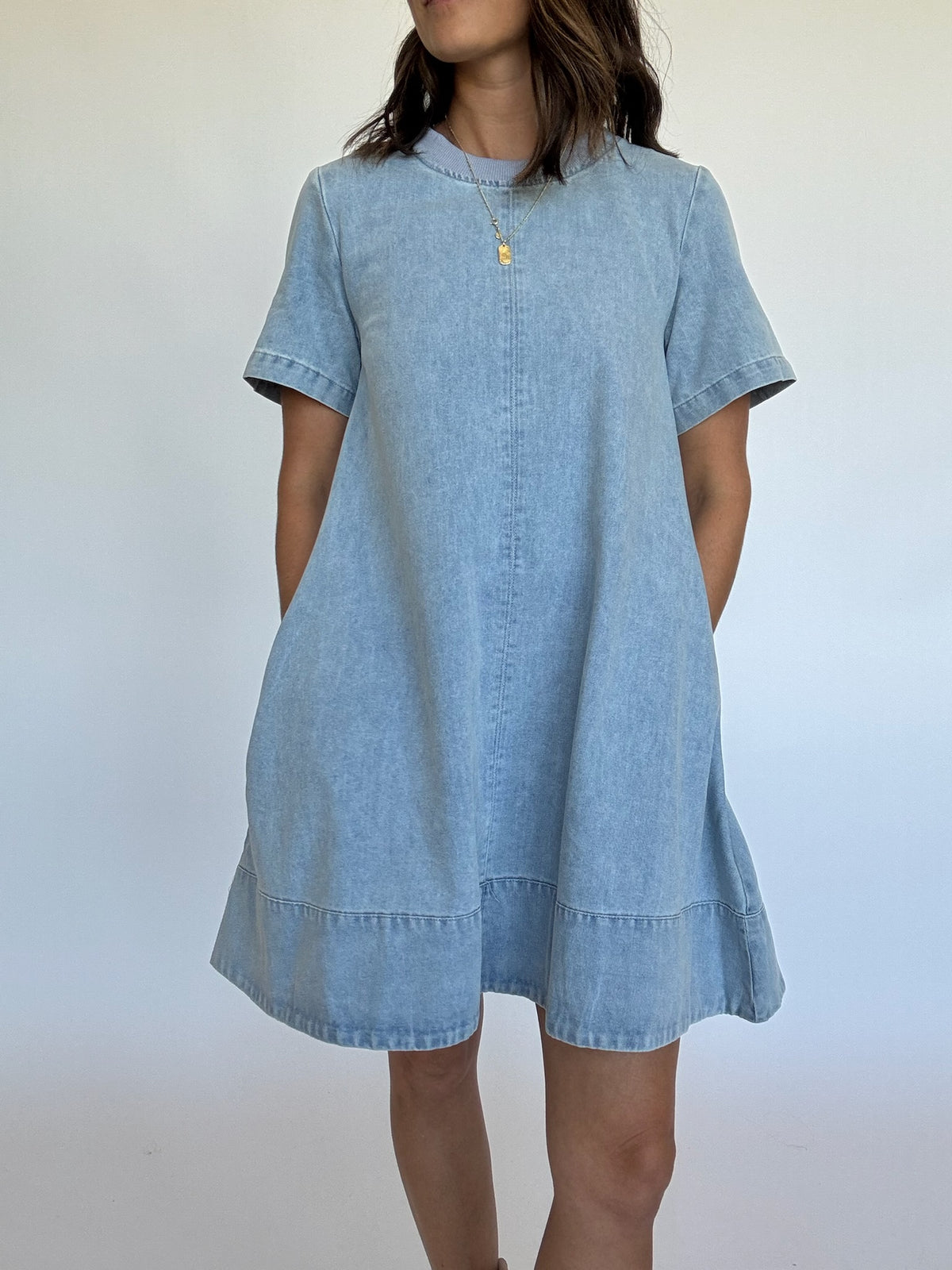 Short Sleeve Denim Mini Dress