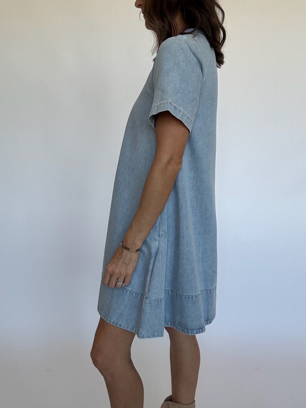 Short Sleeve Denim Mini Dress