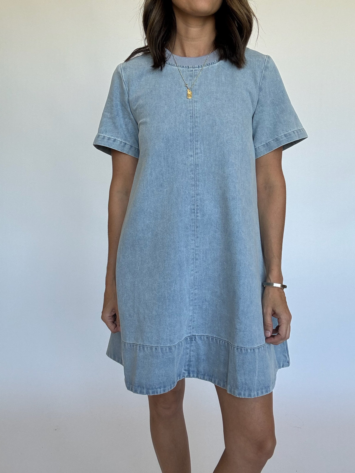 Short Sleeve Denim Mini Dress