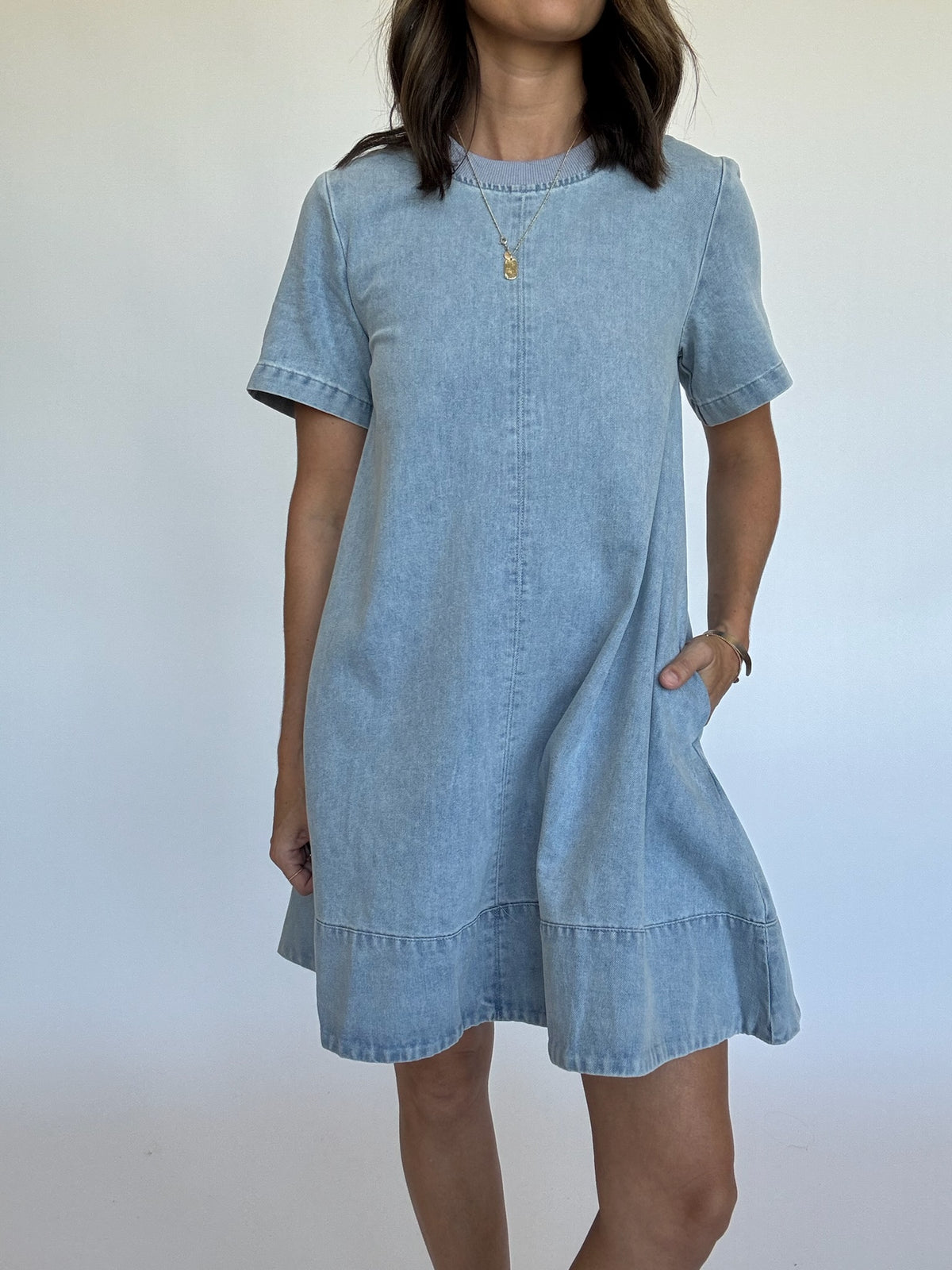 Short Sleeve Denim Mini Dress