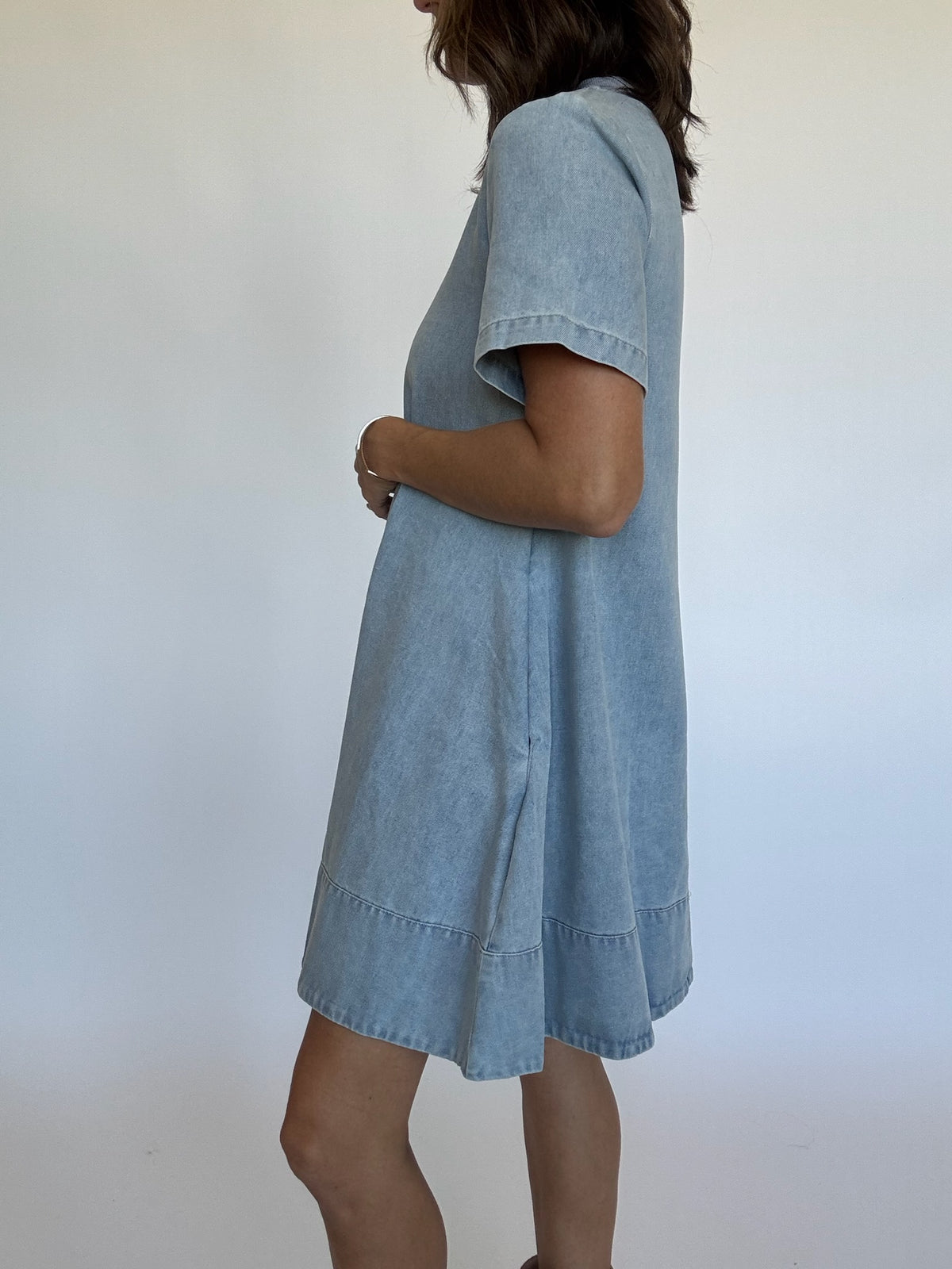 Short Sleeve Denim Mini Dress