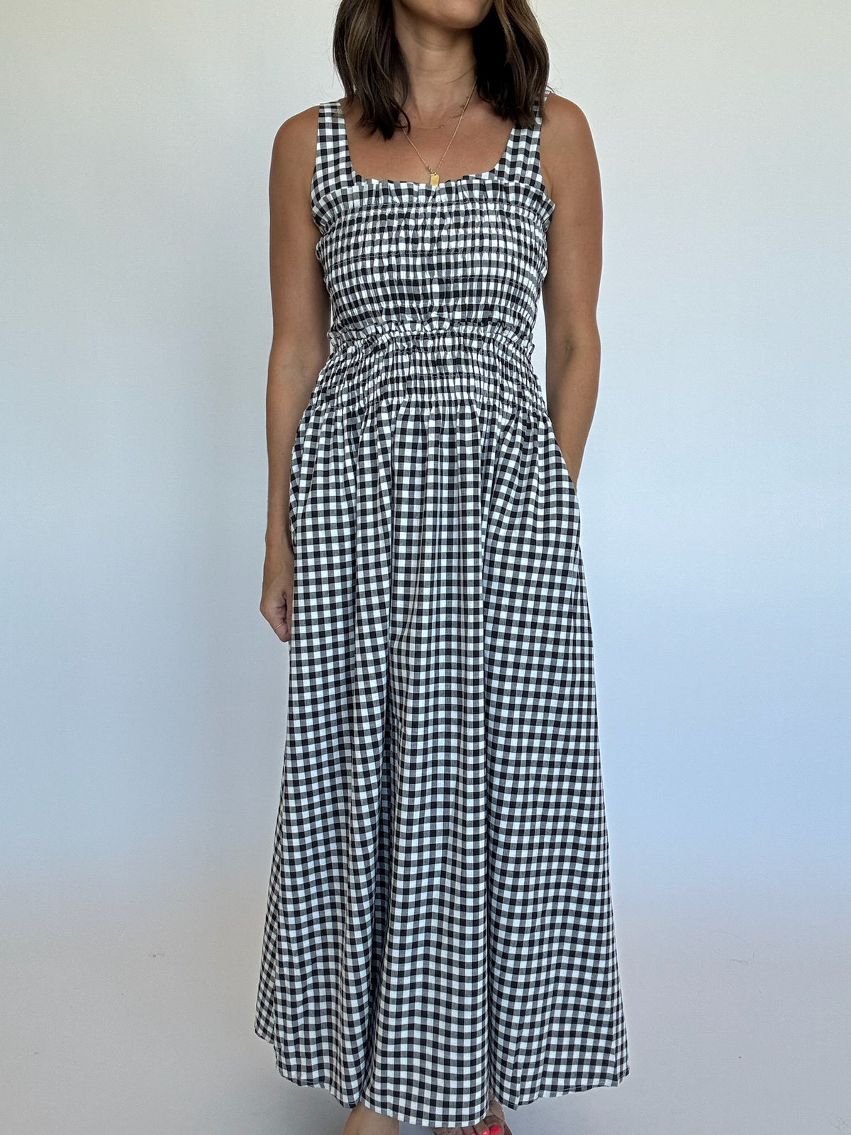 Gingham Smocked Bodice Maxi Dress | FINAL SALE