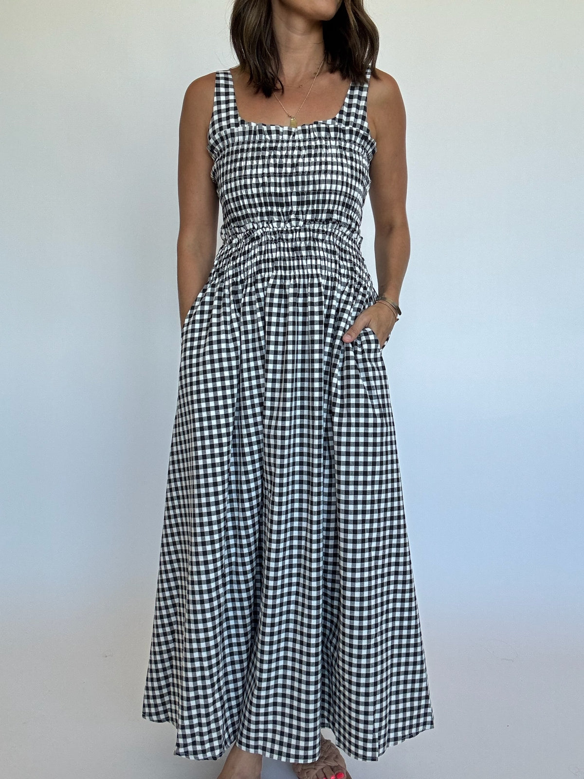 Gingham Smocked Bodice Maxi Dress | FINAL SALE