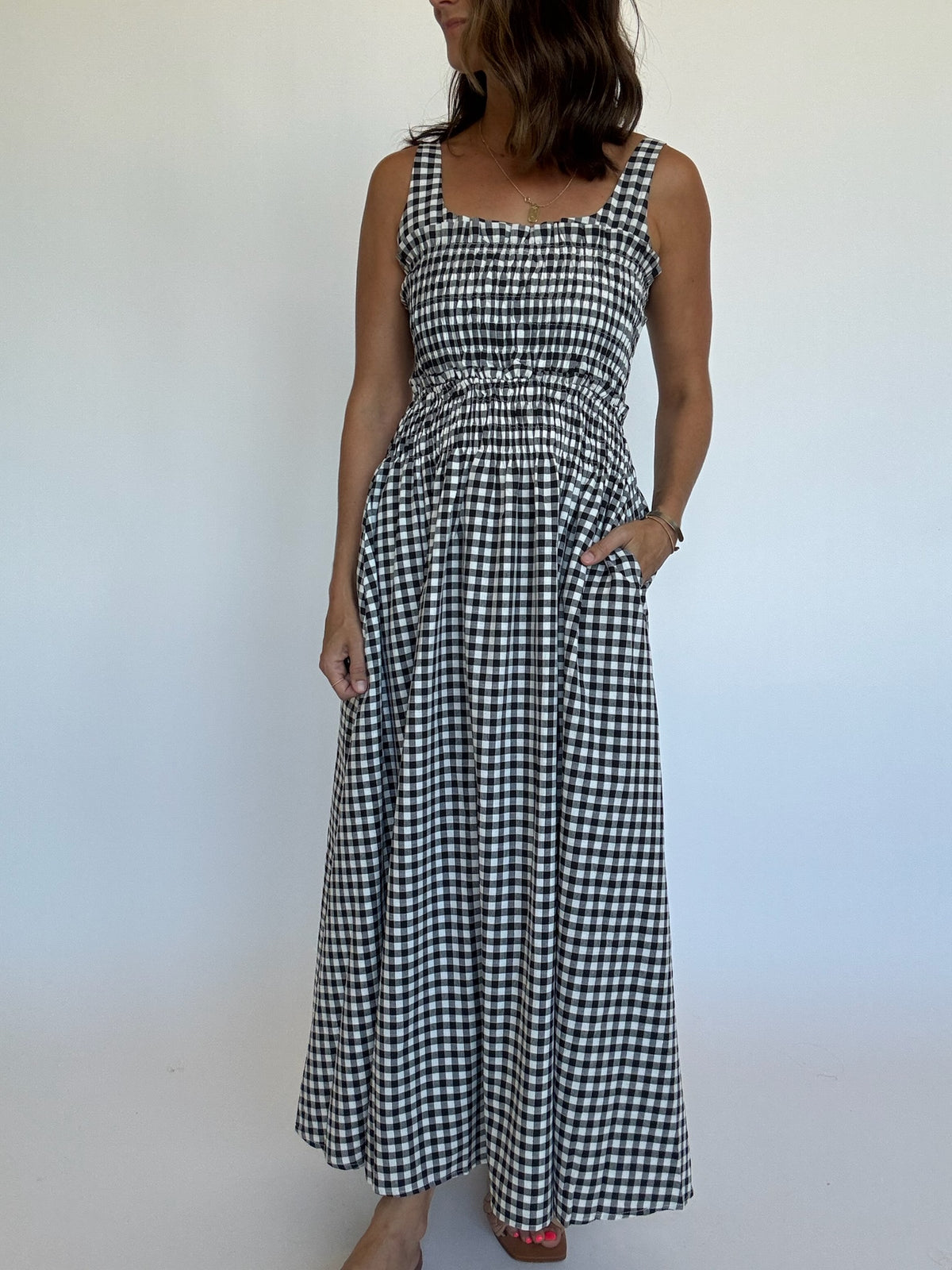Gingham Smocked Bodice Maxi Dress | FINAL SALE