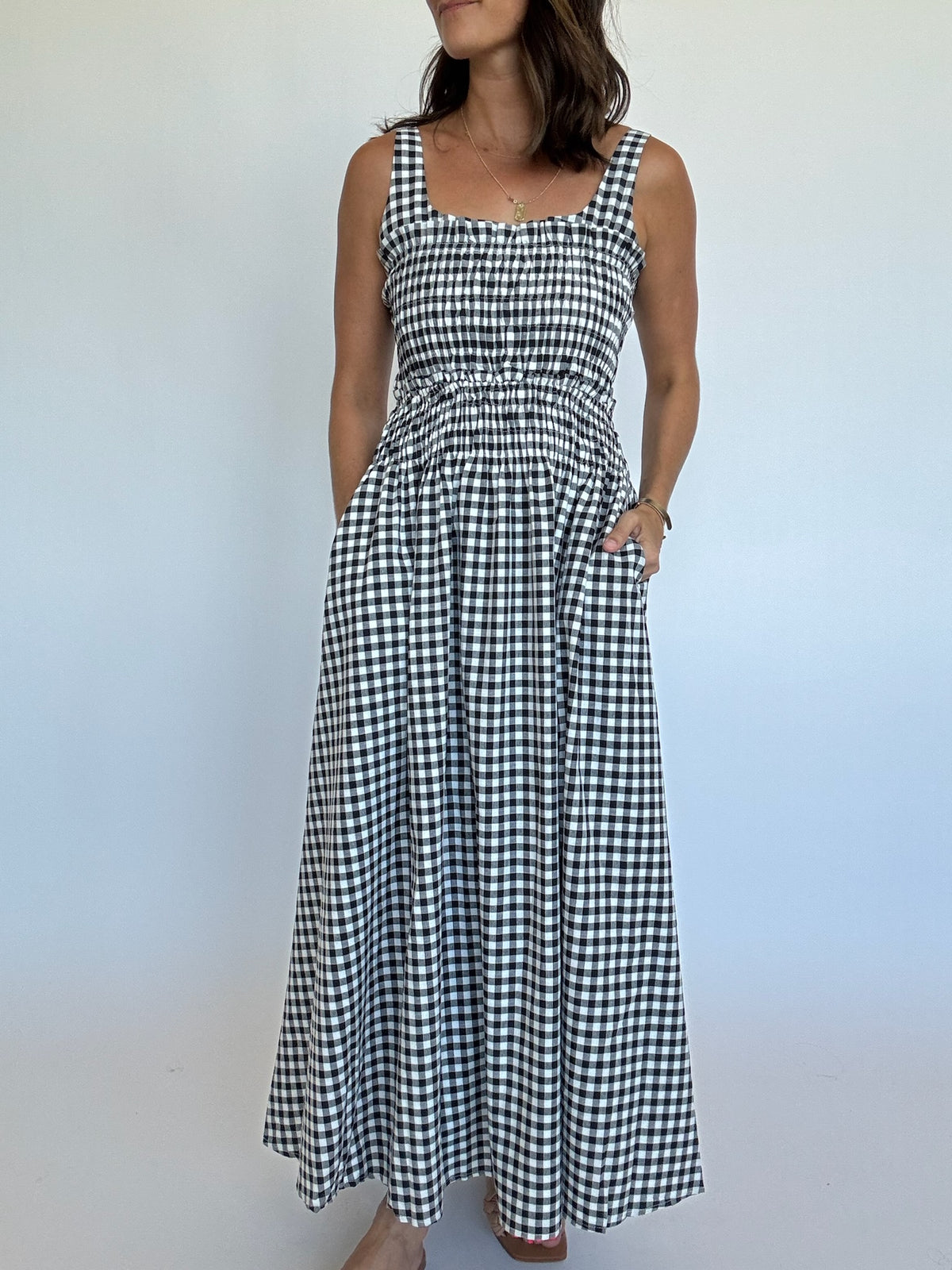 Gingham Smocked Bodice Maxi Dress | FINAL SALE