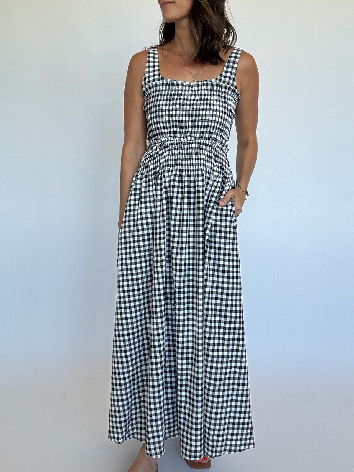 Gingham Smocked Bodice Maxi Dress | FINAL SALE