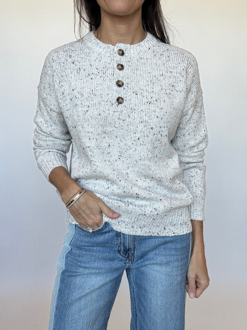 Ellie Speckled Henley Sweater