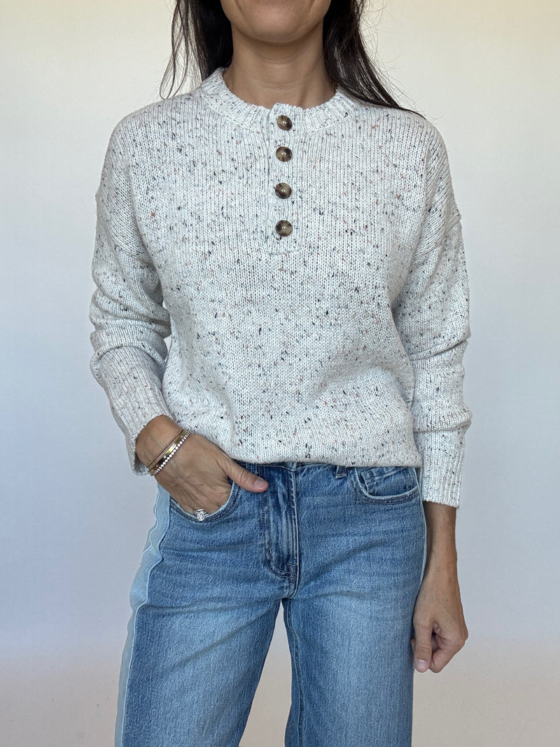Ellie Speckled Henley Sweater