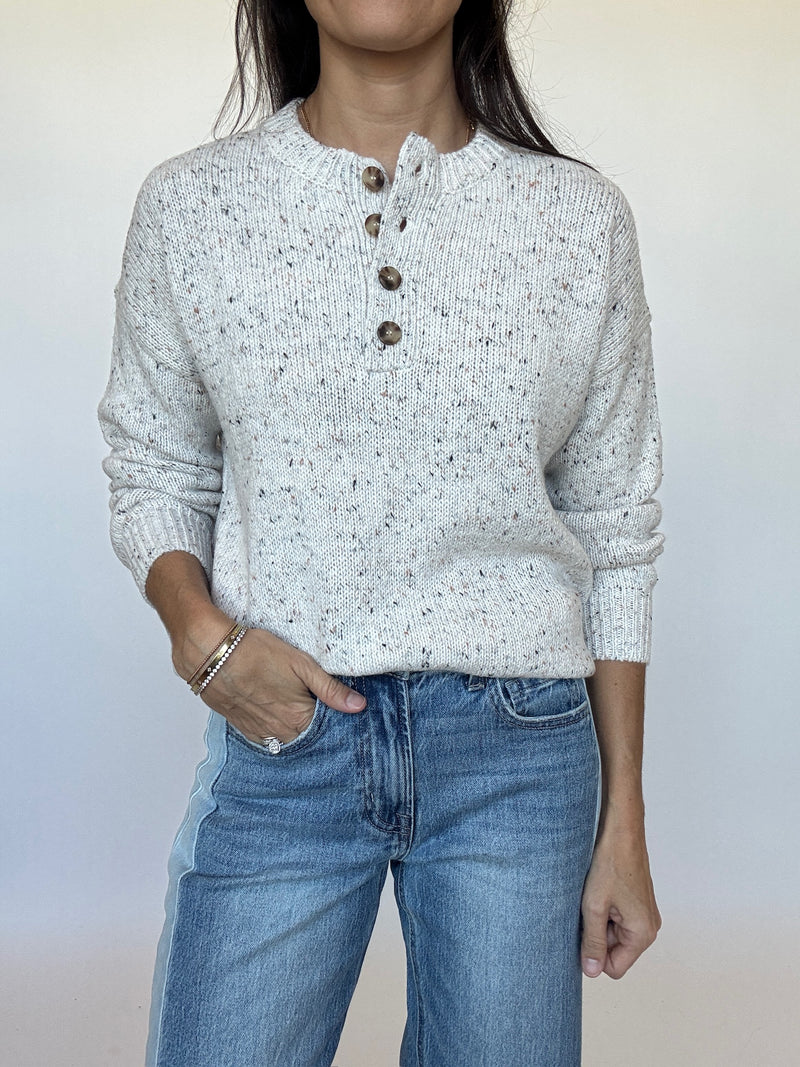 Ellie Speckled Henley Sweater