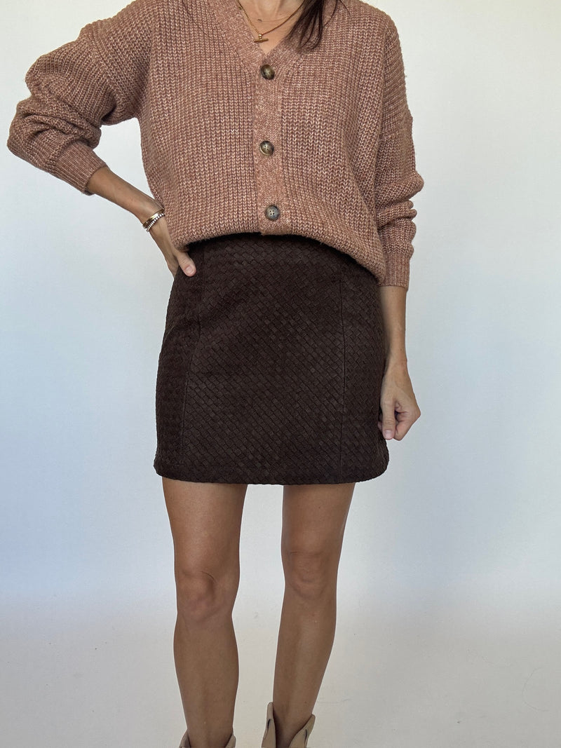 Chocolate Textured Mini Skirt