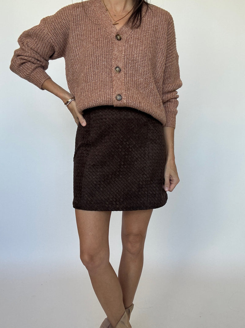 Chocolate Textured Mini Skirt