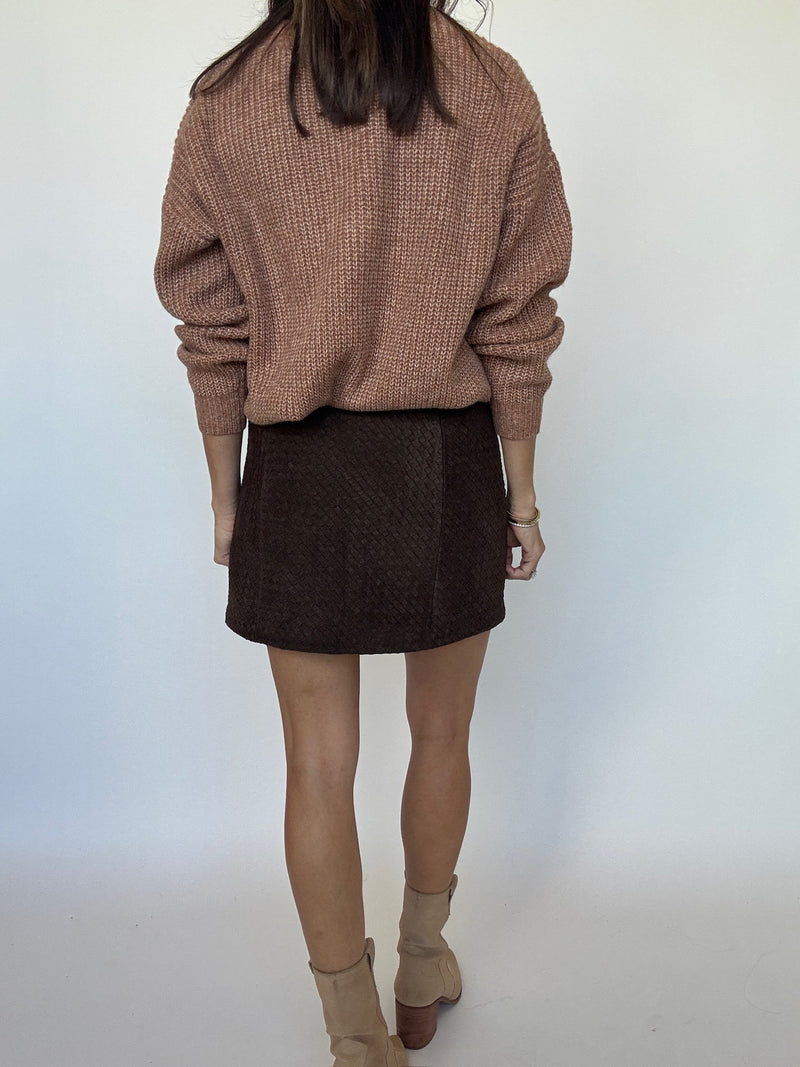 Chocolate Textured Mini Skirt