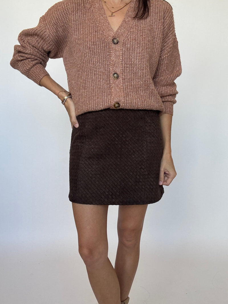 Chocolate Textured Mini Skirt