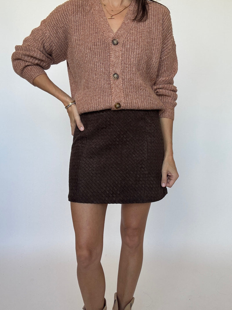 Chocolate Textured Mini Skirt