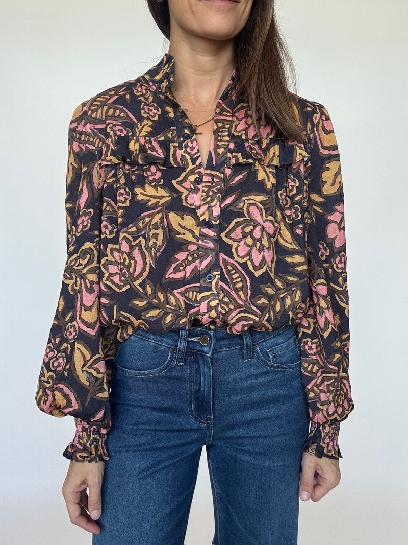 Navy Floral Blouse