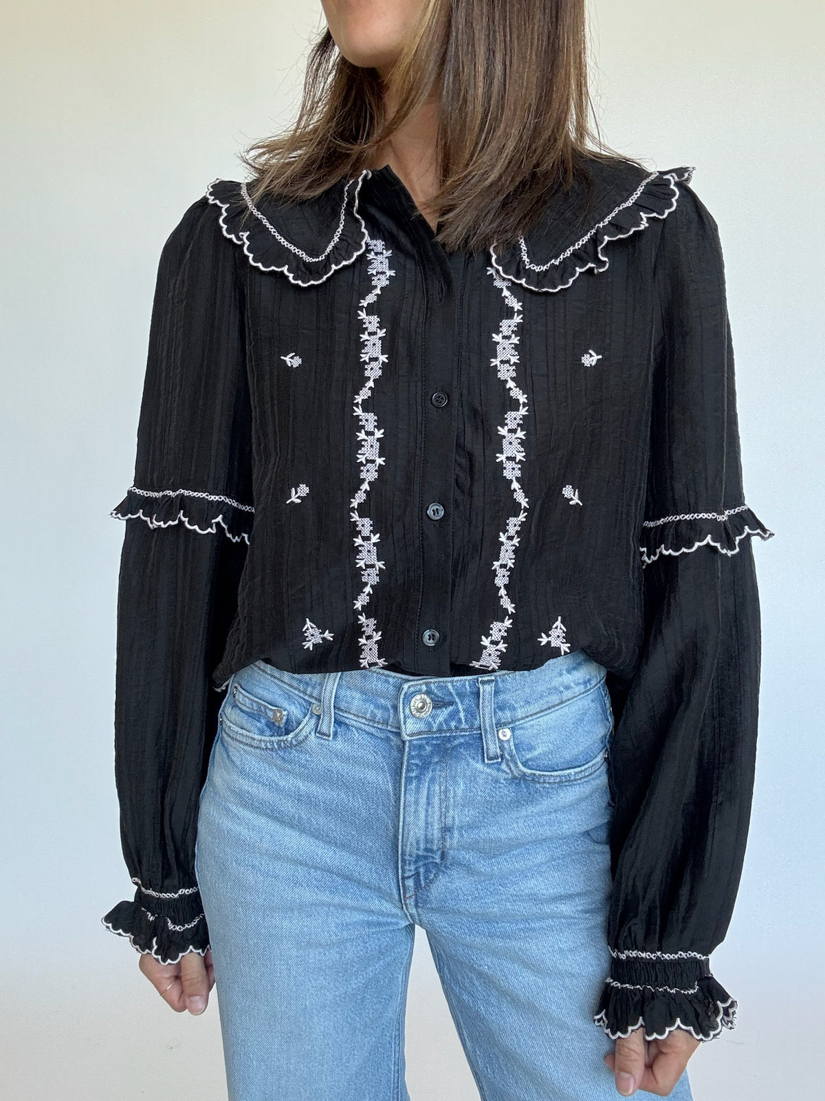 Rowan Embroidered Collared Blouse
