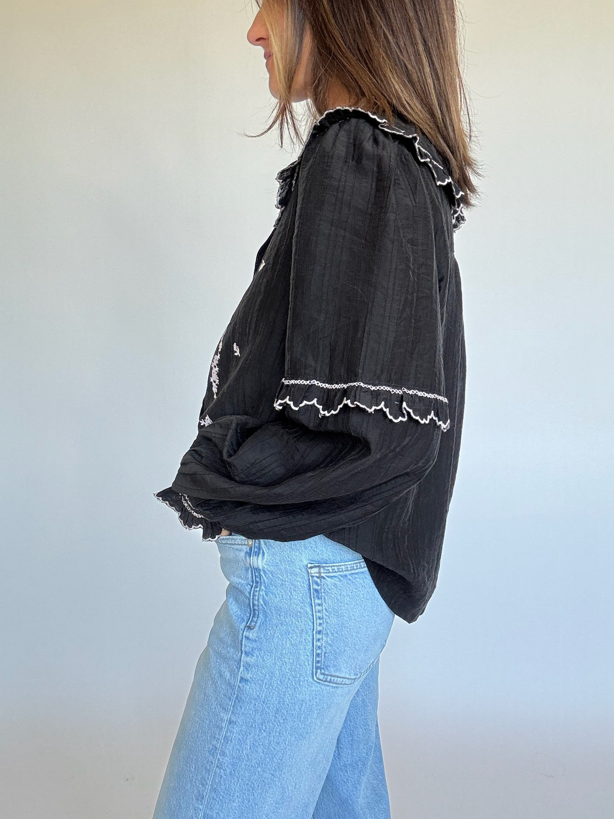 Rowan Embroidered Collared Blouse