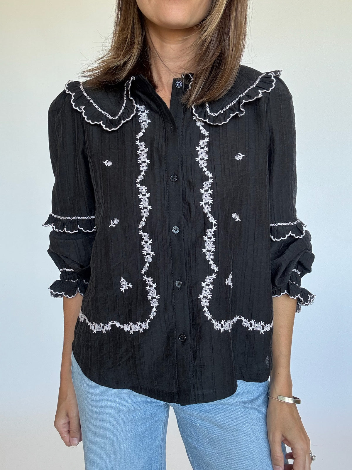 Rowan Embroidered Collared Blouse