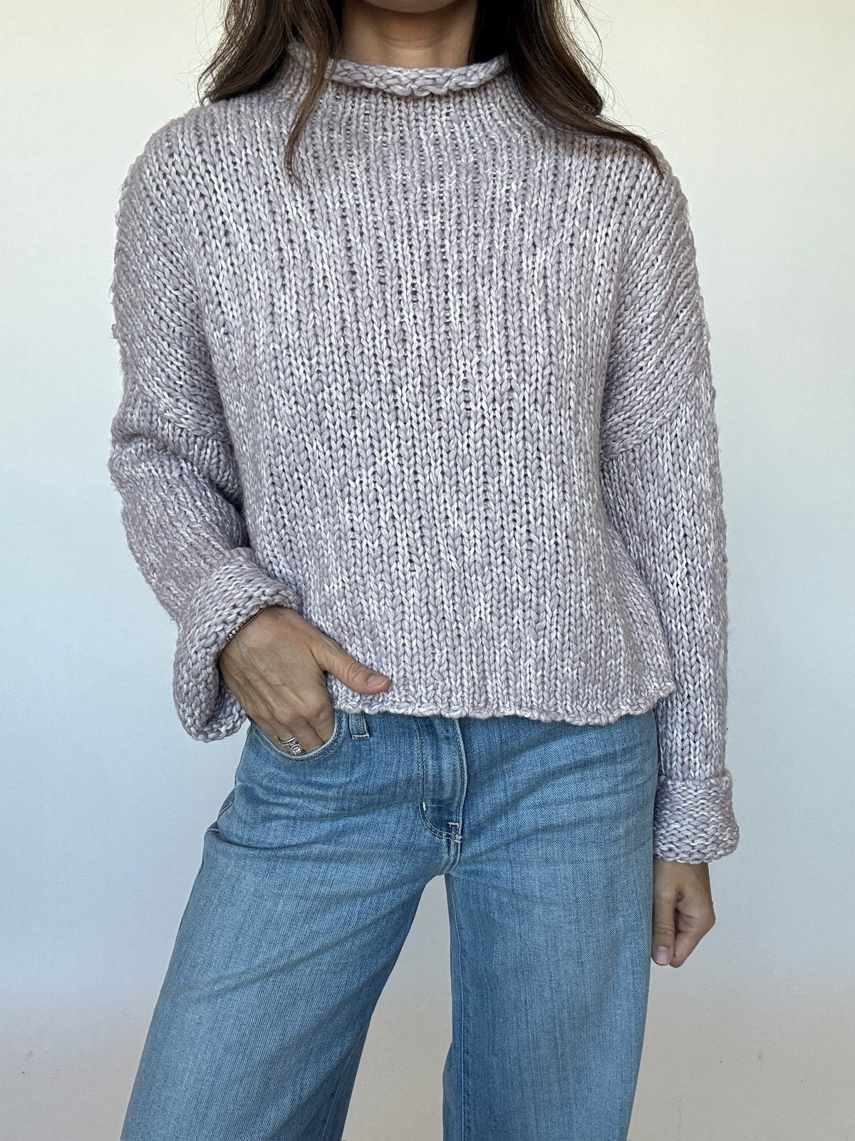 Roll Hem Sweater - Lavender
