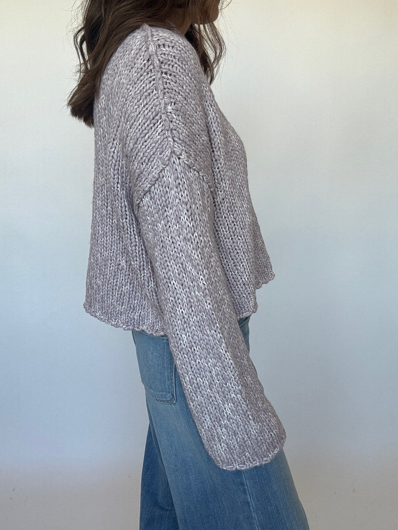 Roll Hem Sweater - Lavender