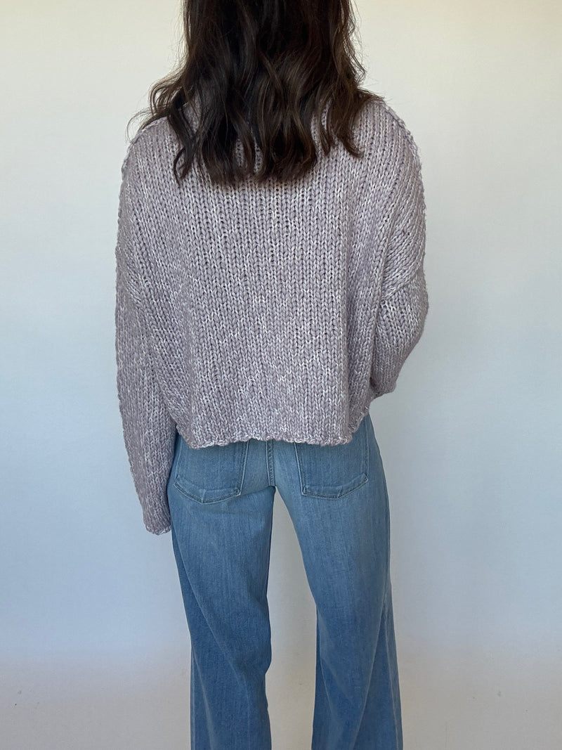 Roll Hem Sweater - Lavender