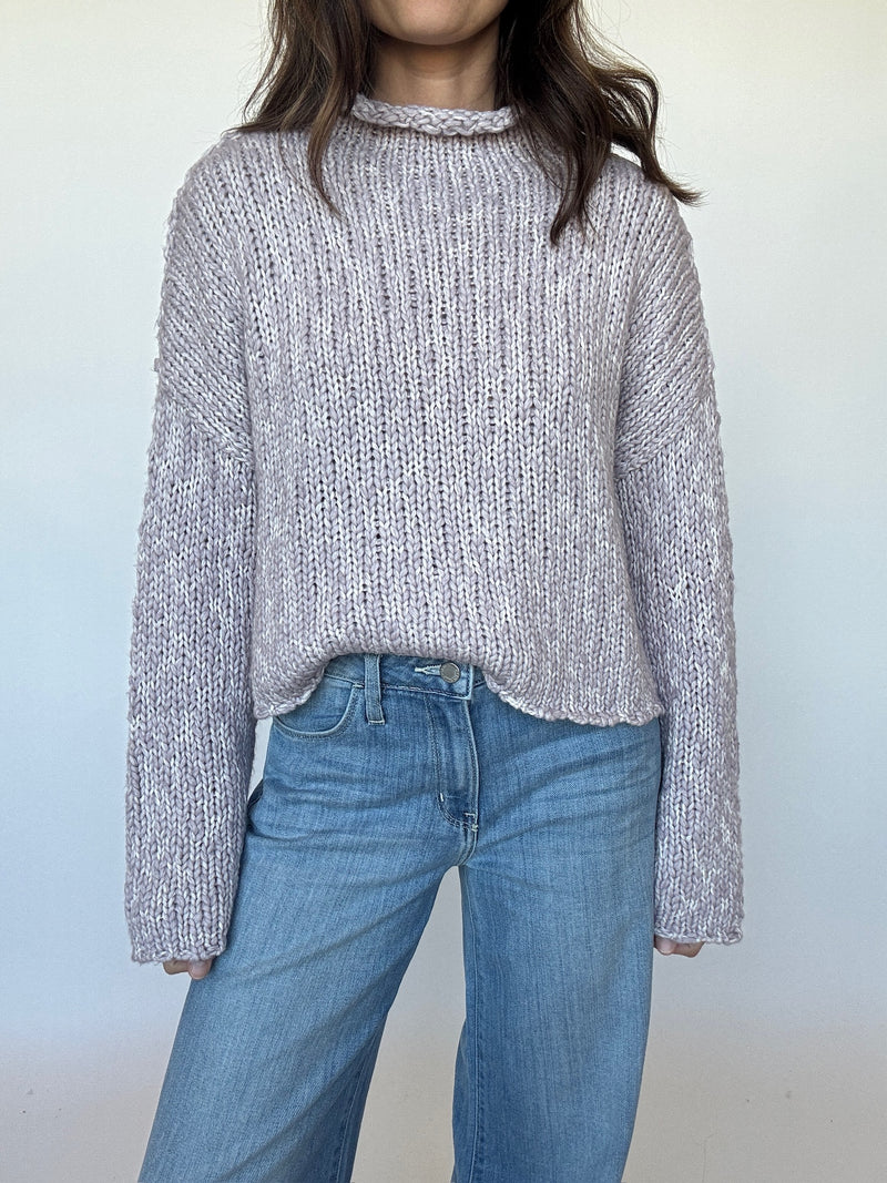 Roll Hem Sweater - Lavender