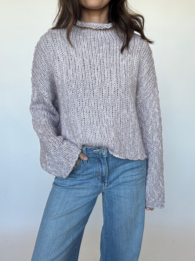 Roll Hem Sweater - Lavender