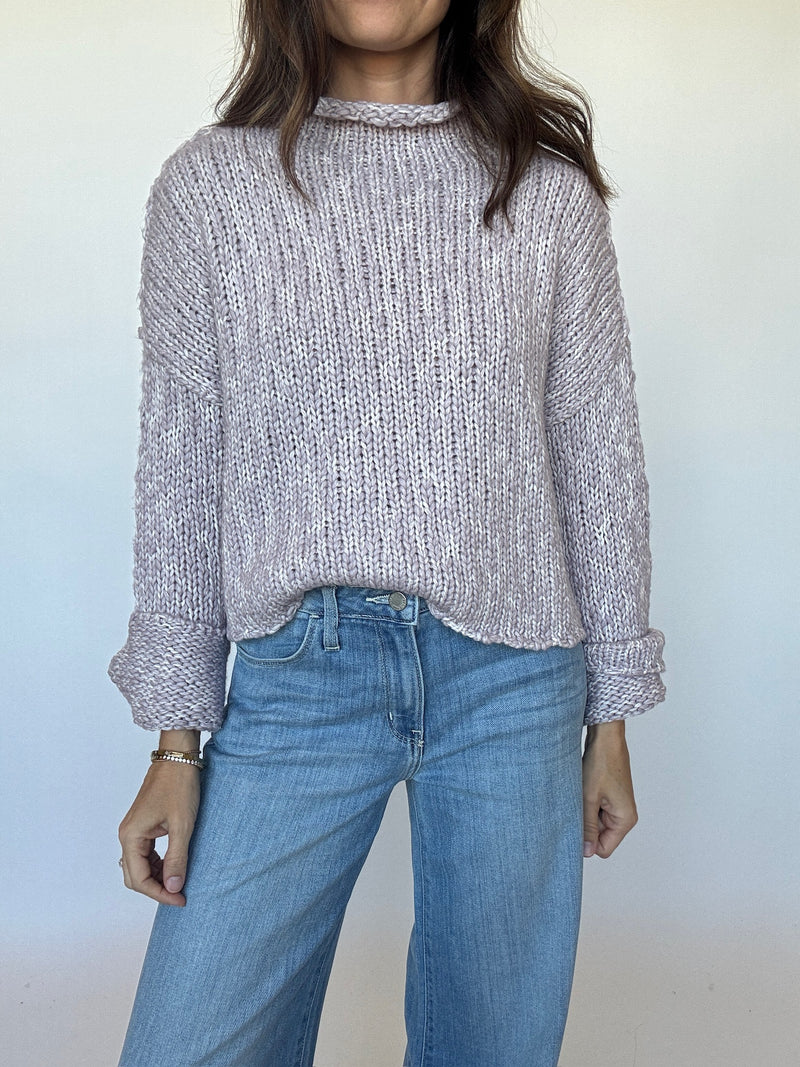 Roll Hem Sweater - Lavender