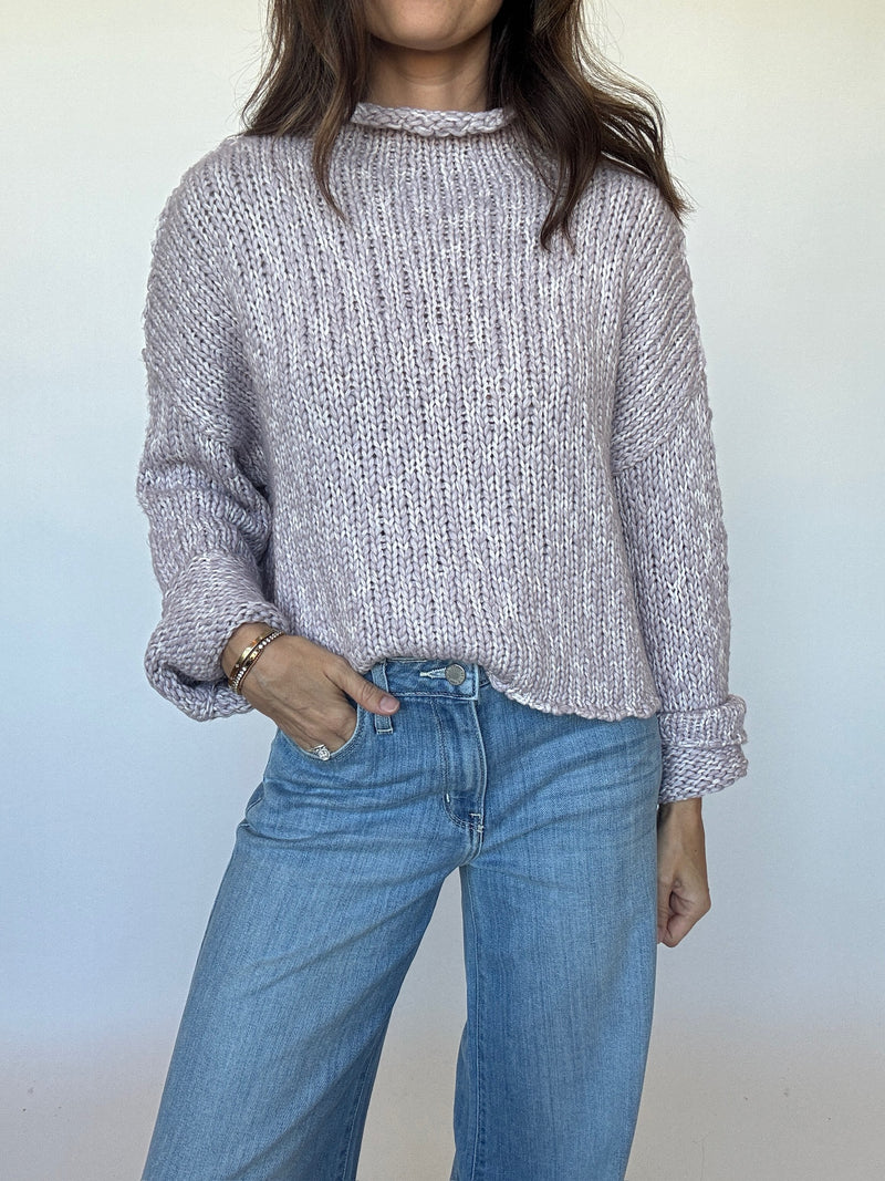 Roll Hem Sweater - Lavender