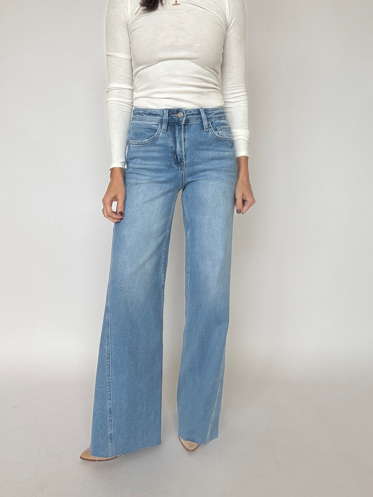 Twist Seam Wide Leg Jeans