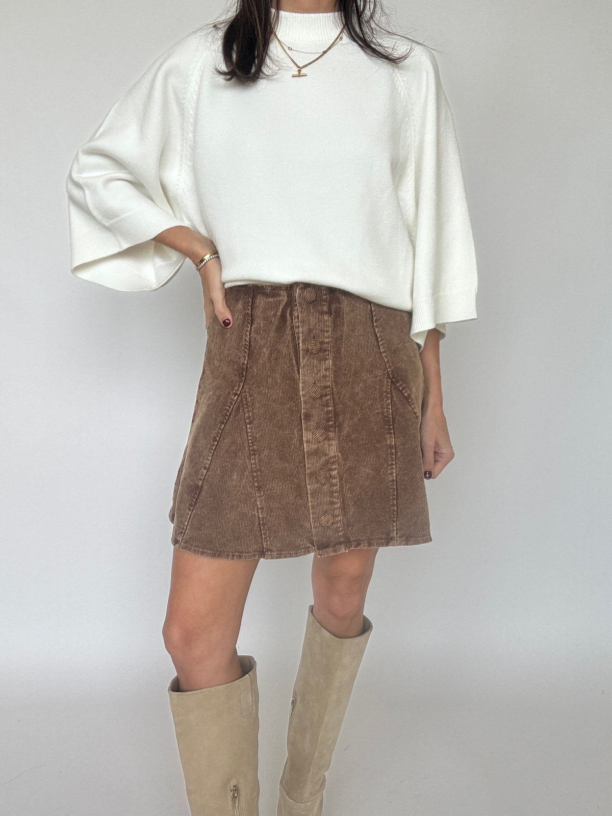 Bella Corduroy Flare Mini Skirt