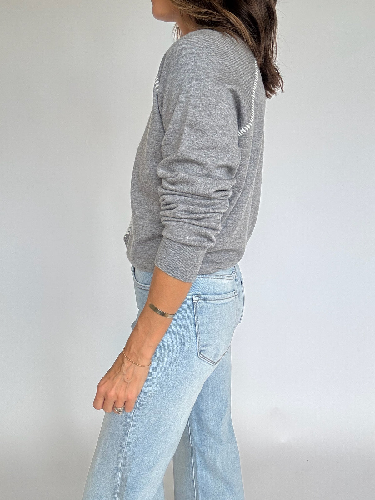 Heather Grey Stitch Detail Cardigan