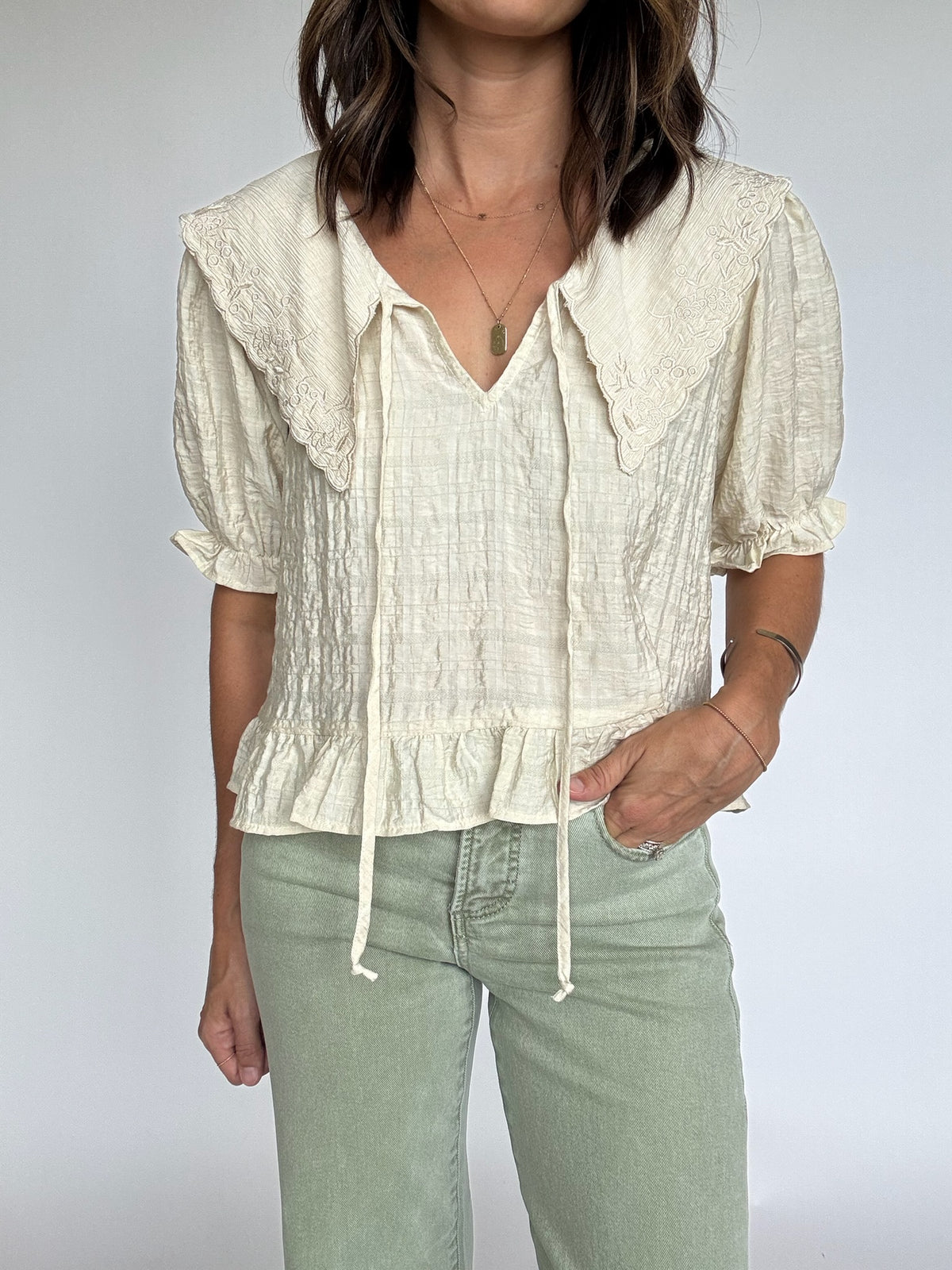 Fablewood Embroidered Collar Top | FINAL SALE