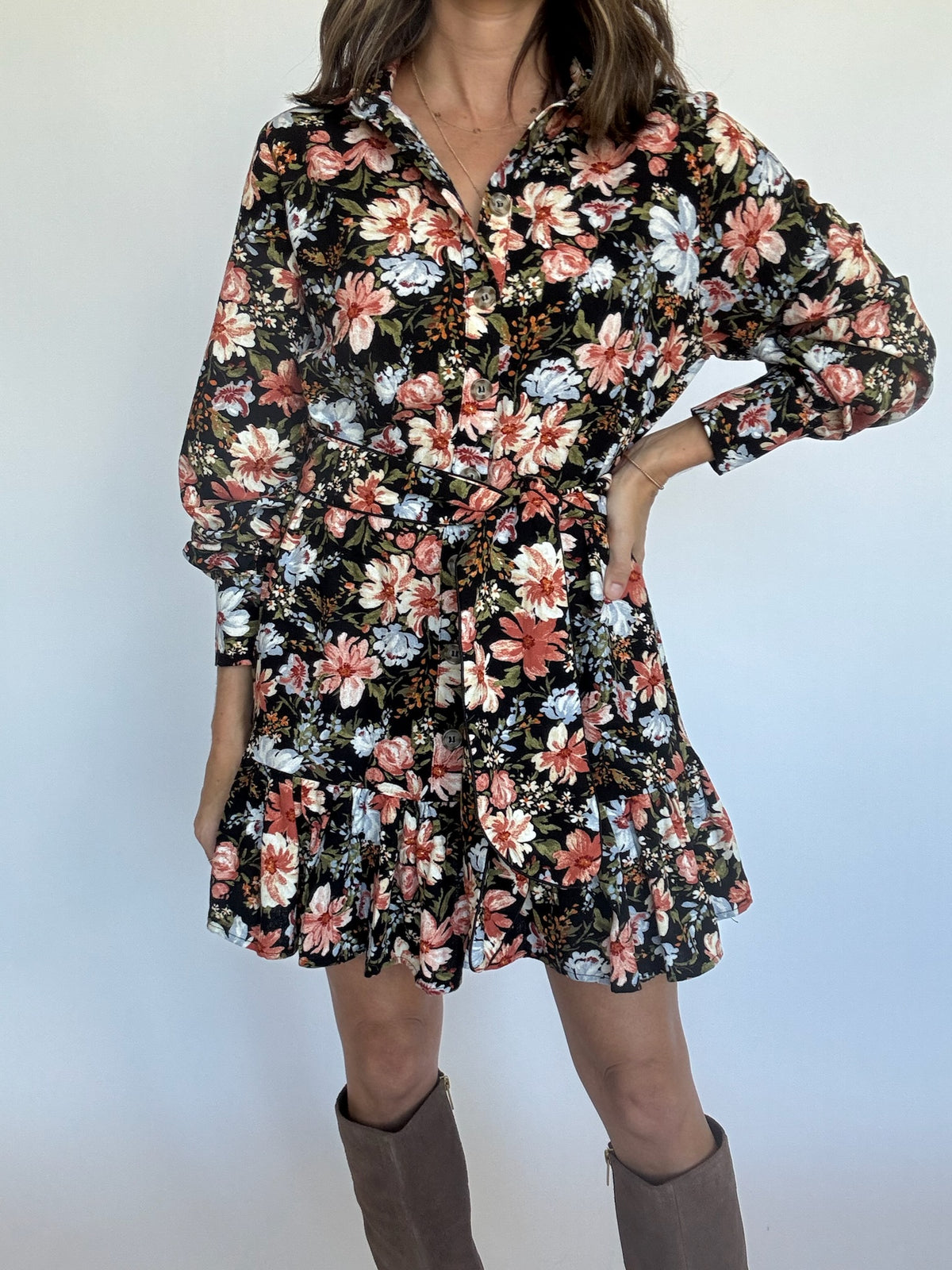 Kelsey Floral Belt Dress