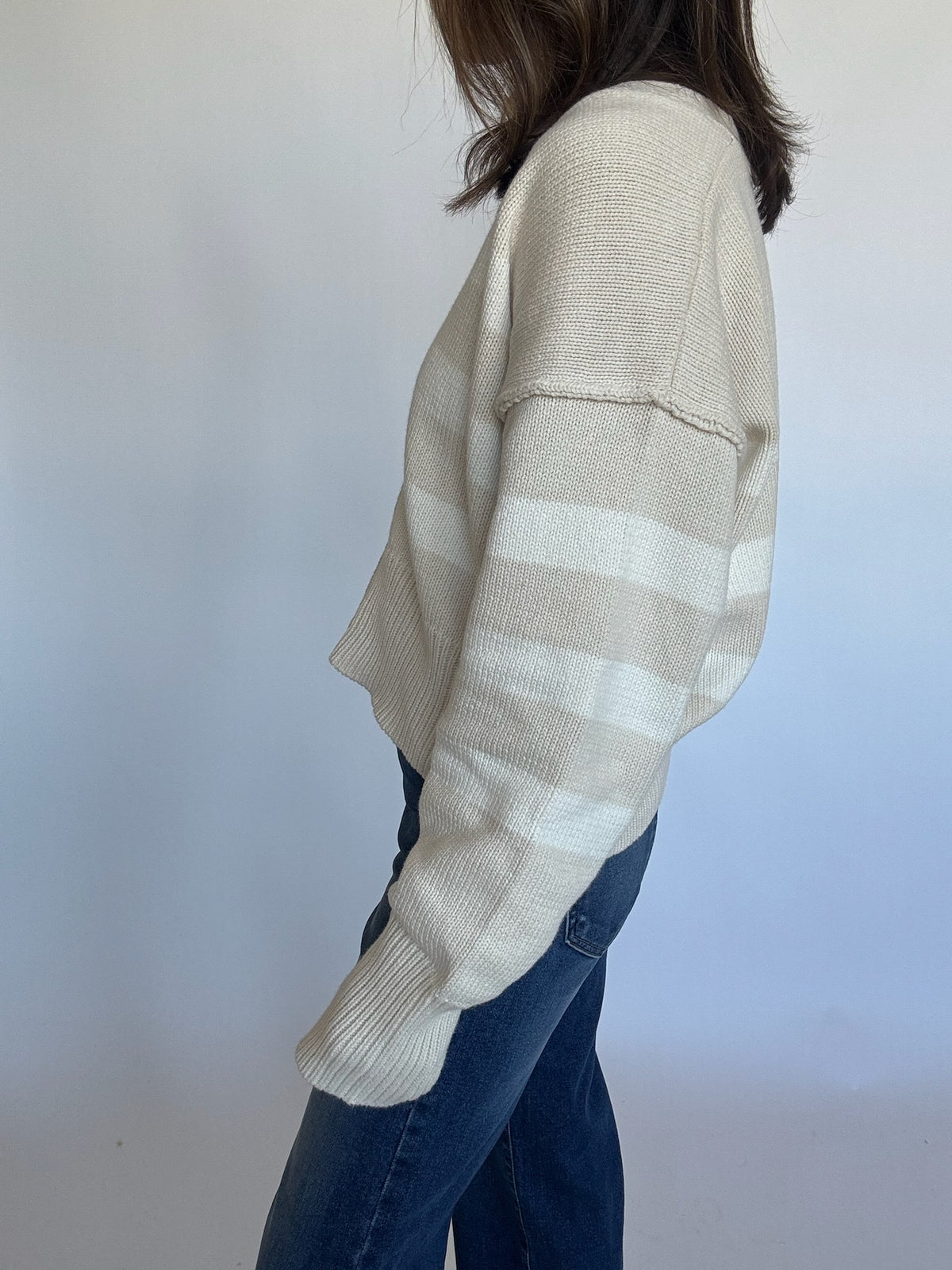 Taupe Cream Striped Cardigan