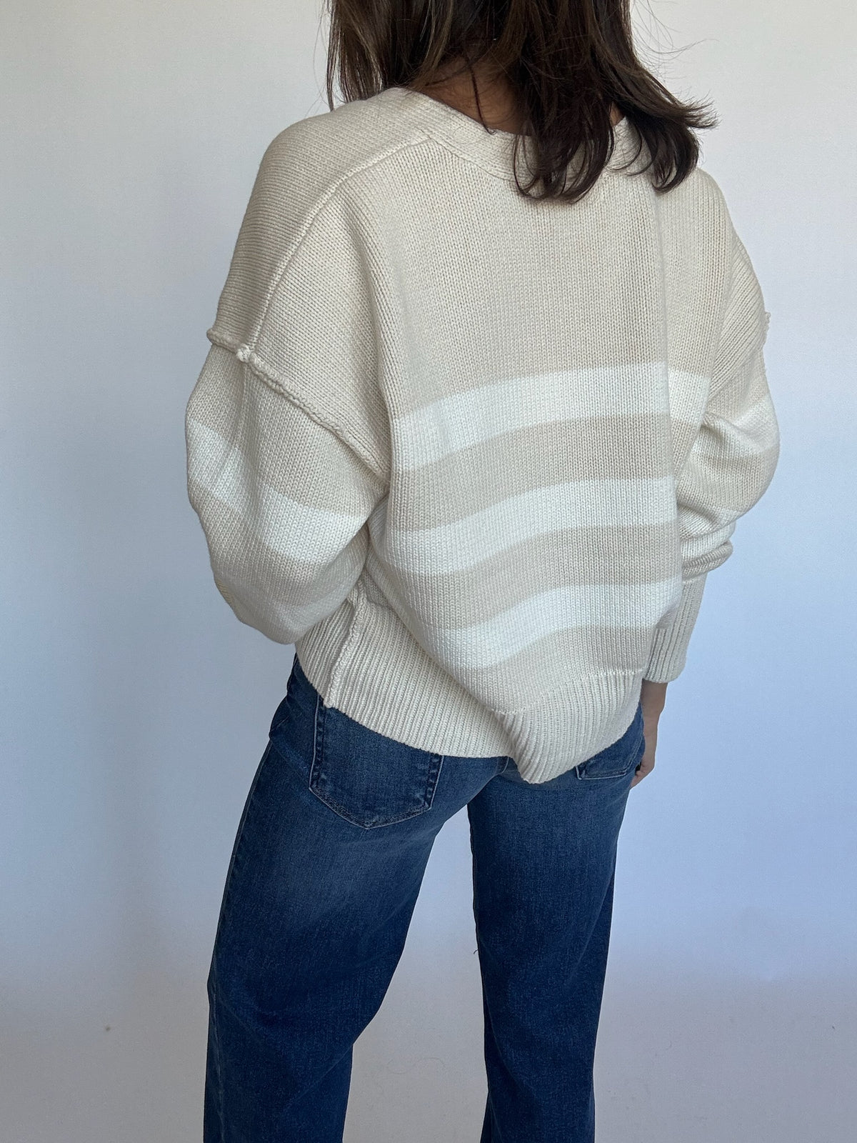 Taupe Cream Striped Cardigan