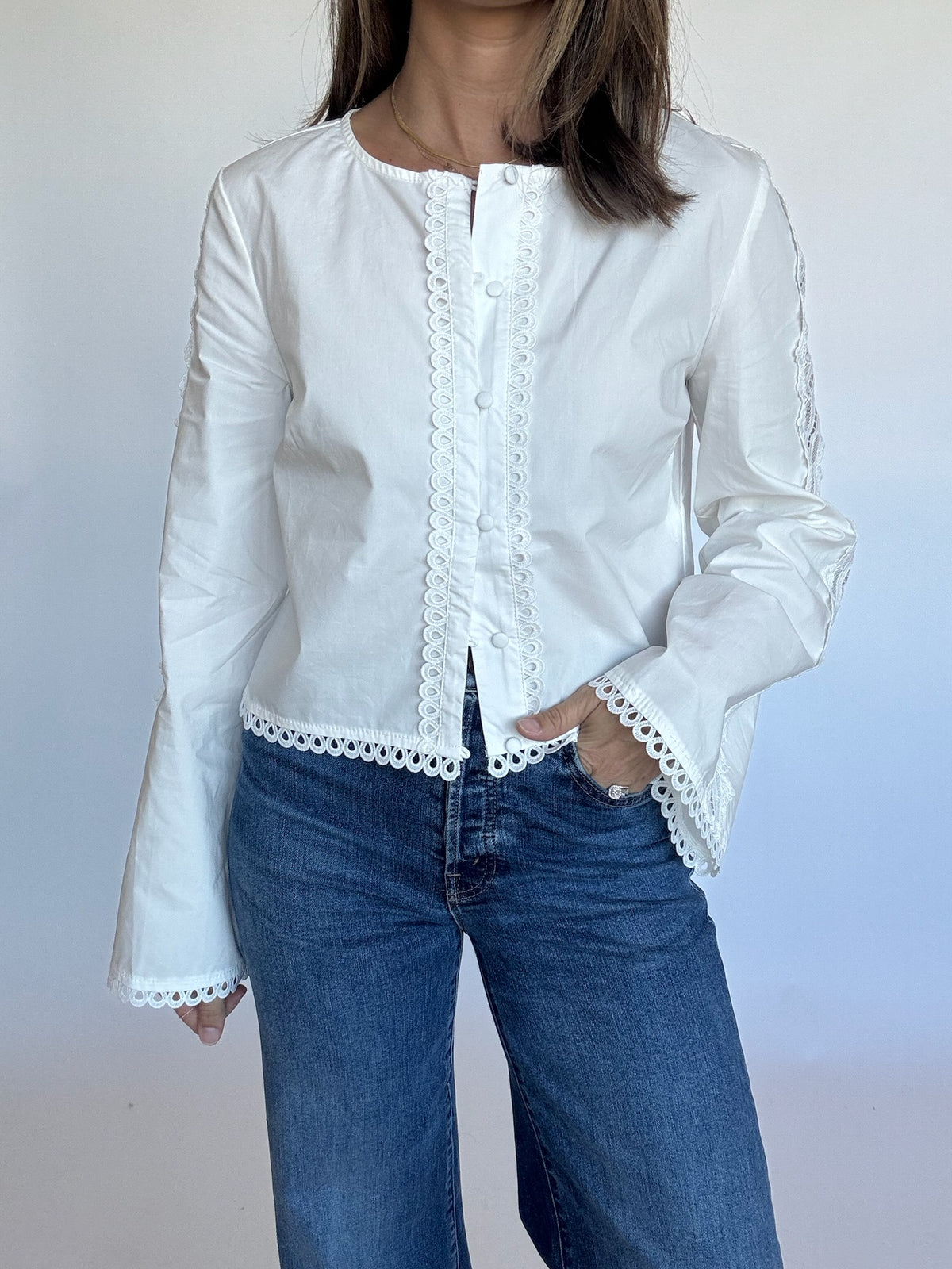 Eyelet Trim Blouse