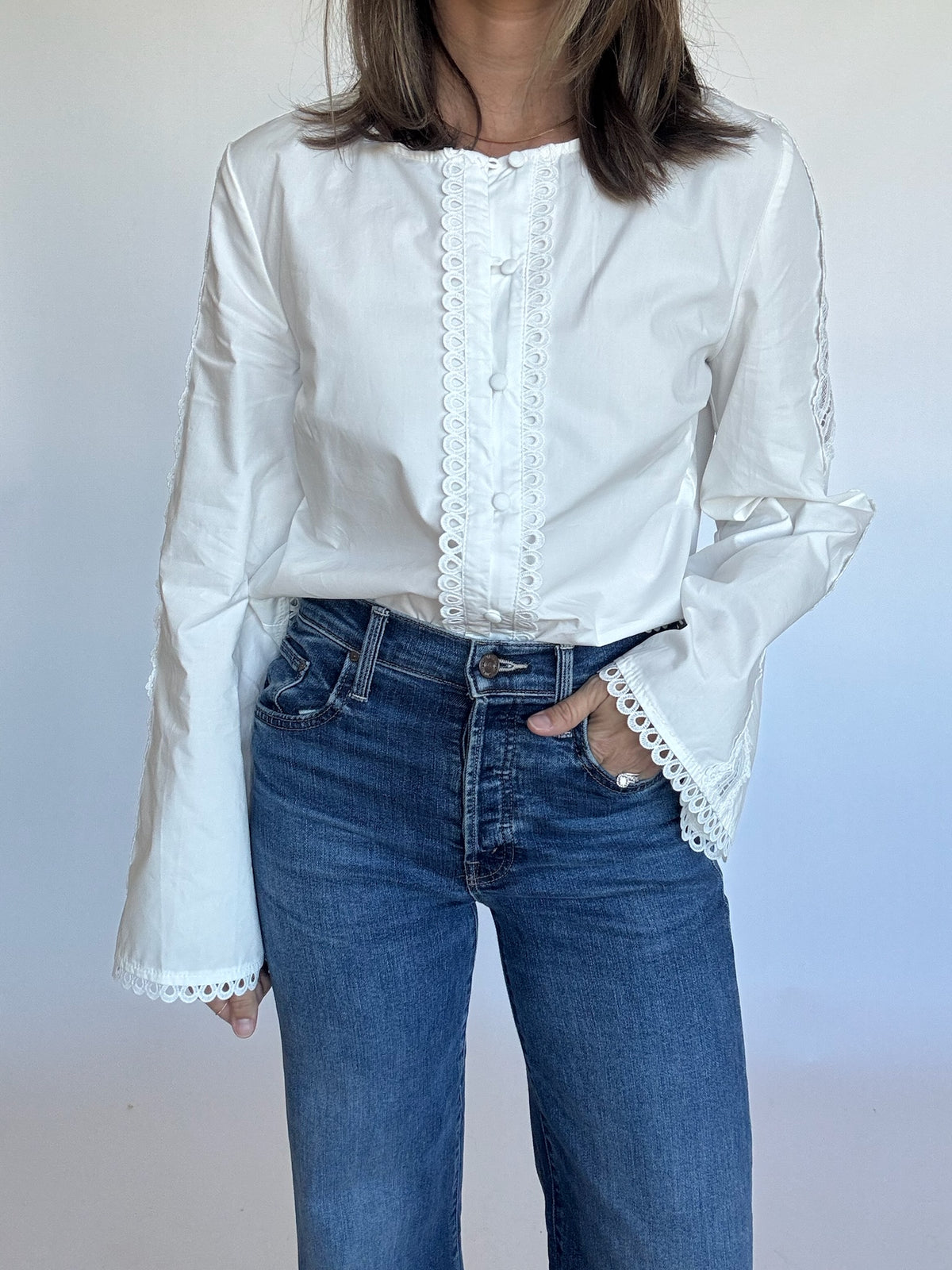 Eyelet Trim Blouse