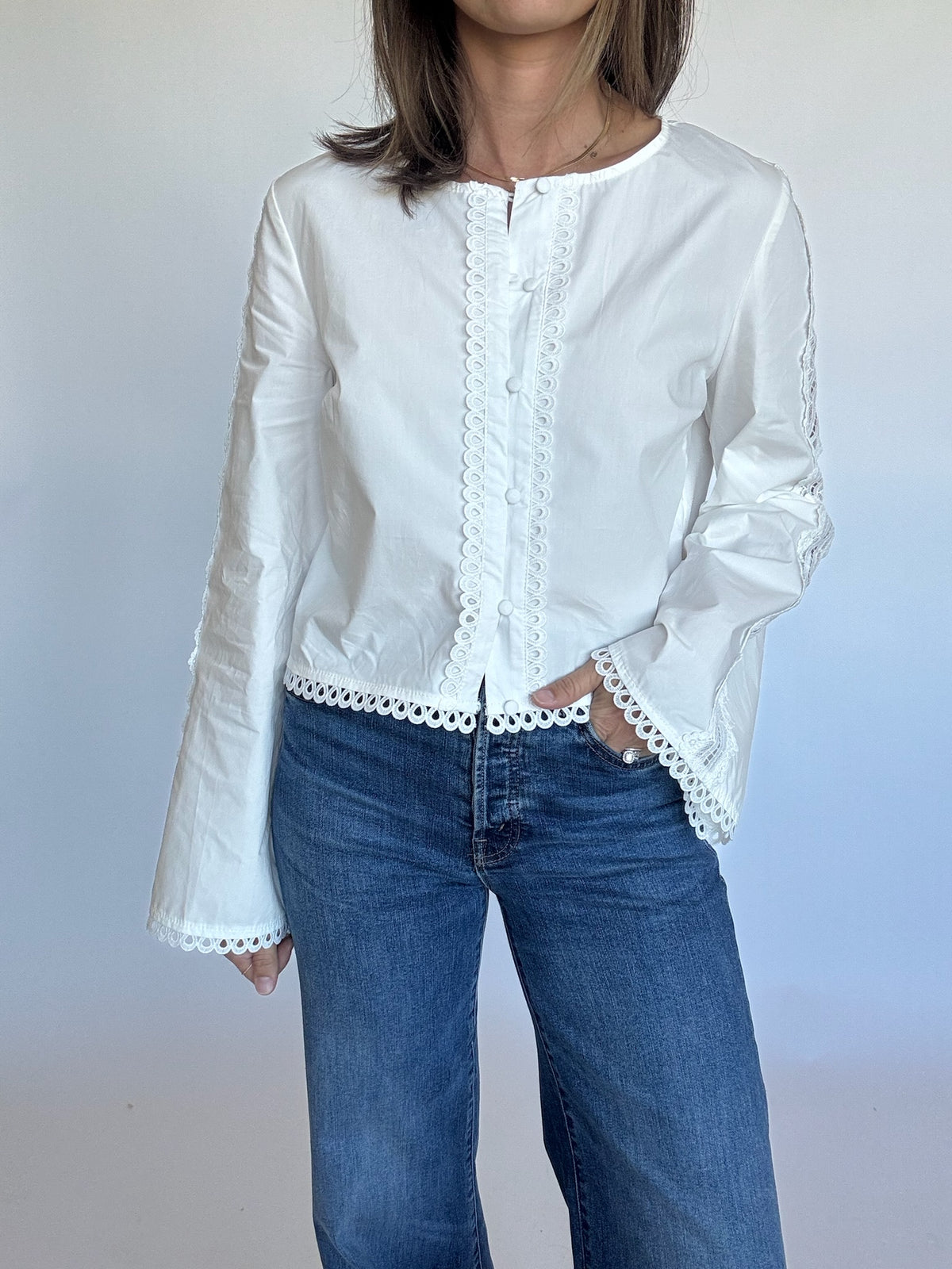 Eyelet Trim Blouse