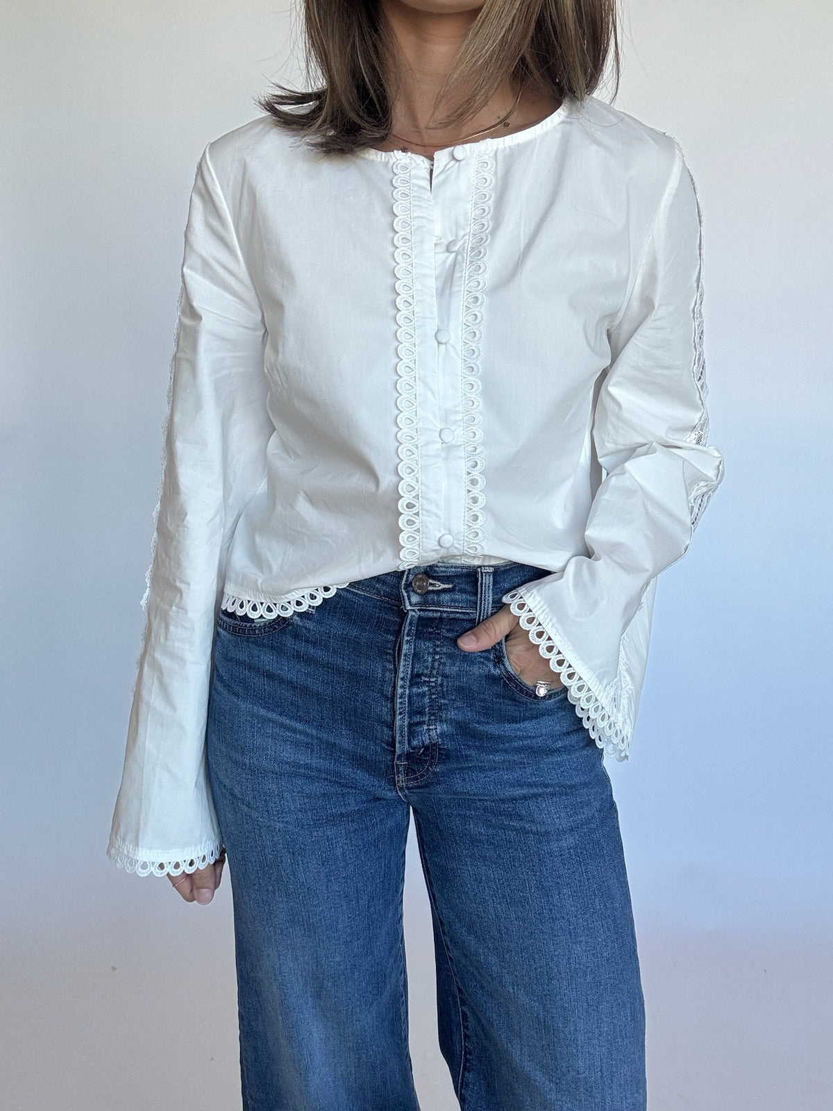 Eyelet Trim Blouse
